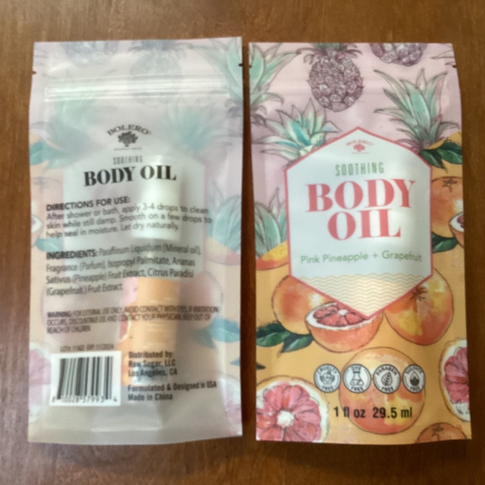 Bolero Soothing Body Oil Pink Pineapple + Grapefruit 1 fl oz/29.5 ml NEW